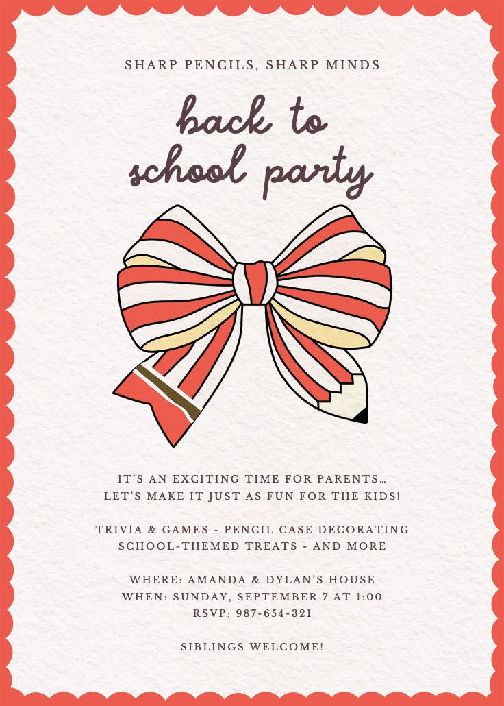 Sharp minds - back to school invitation